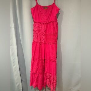 Anthropologie Bhanuni by JYOTI Pink Lace Maxi Dress